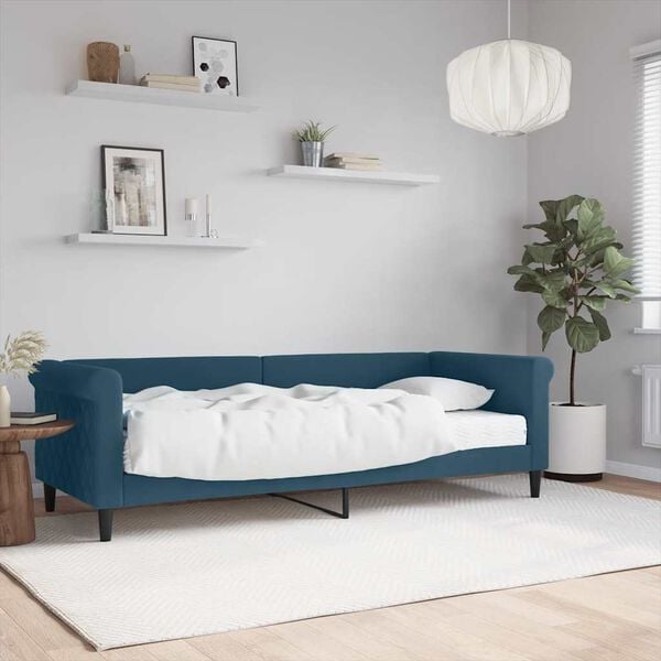 vidaXL Lit de jour avec matelas bleu 80x200 cm velours