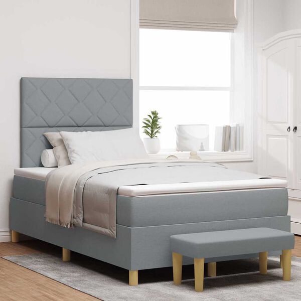 vidaXL Lit &agrave; ressorts avec matelas Gris clair 120 x 200 cm tissu