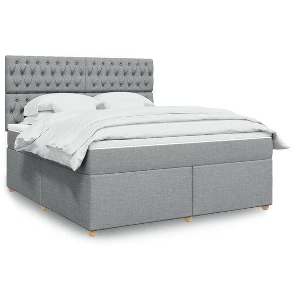 vidaXL Sommier &agrave; lattes de lit avec matelas Gris clair 180x200cm Tissu