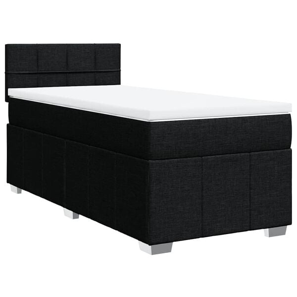 vidaXL Sommier &agrave; lattes de lit et matelas Noir 80x200 cm Tissu