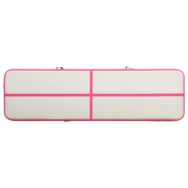 vidaXL Tapis gonflable de gymnastique avec pompe 600x100x15cm PVC Rose