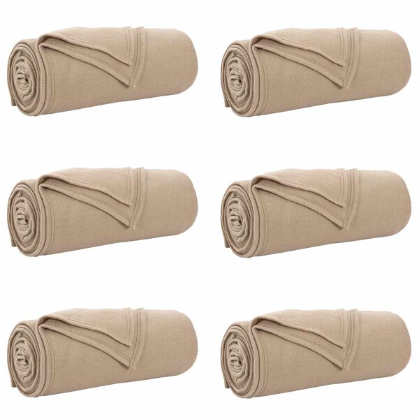 vidaXL Couvertures &agrave; jeter 6 pcs Camel 200 x 150 cm Toison