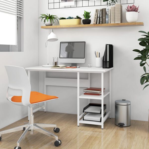 vidaXL Bureau d'ordinateur Blanc 105x50x72 cm MDF et m&eacute;tal