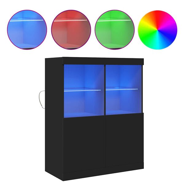 vidaXL Buffet noir 81x37x100 cm bois d'ing&eacute;nierie