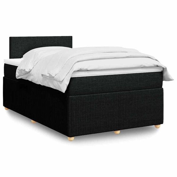 vidaXL Sommier &agrave; lattes de lit avec matelas Noir 120x200 cm Tissu