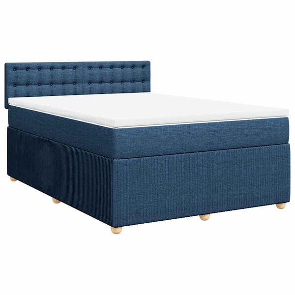 vidaXL Sommier &agrave; lattes de lit avec matelas Bleu 140x200 cm Tissu