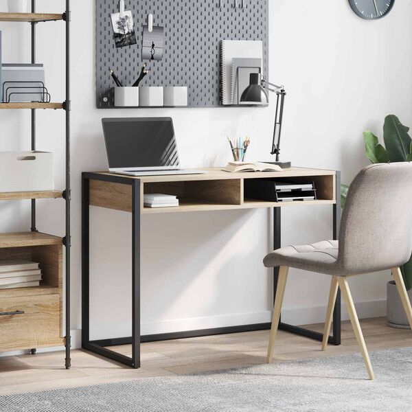 vidaXL Bureau avec stockage Sonoma 100 x 50 x 75 cm Bois d'ing&eacute;nierie