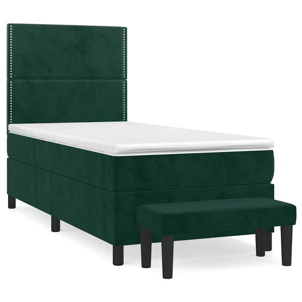 vidaXL Sommier &agrave; lattes de lit et matelas Vert fonc&eacute; 80x200 cm Velours
