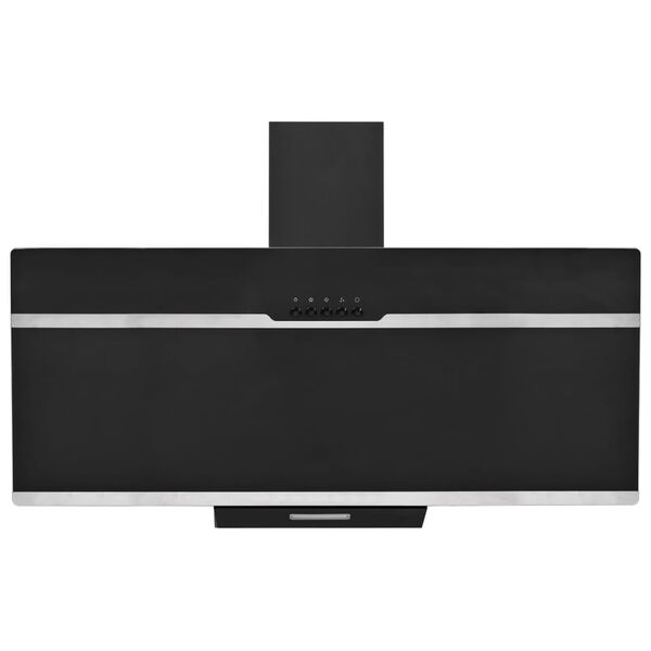 vidaXL Hotte murale 90 cm Acier inoxydable et verre tremp&eacute; Noir