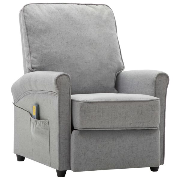 vidaXL Fauteuil de massage Gris clair Tissu
