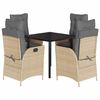 vidaXL Ensemble &agrave; manger de jardin avec coussins 5pcs Beige poly rotin