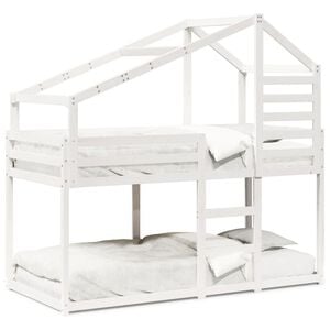 vidaXL Lit superpos&eacute; sans matelas blanc 80x200 cm bois de pin massif