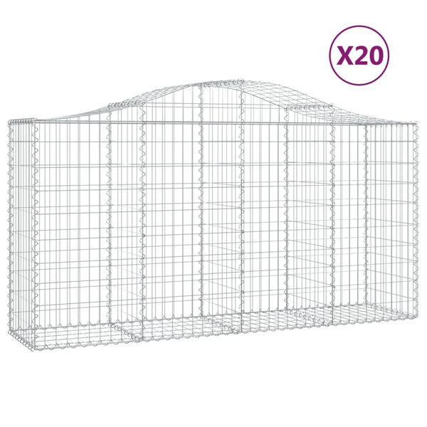 vidaXL Paniers à gabions arqués 20 pcs 200x50x100/120 cm fer galvanisé