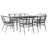 vidaXL Ensemble &agrave; manger de jardin 7pcs noir poly rotin verre