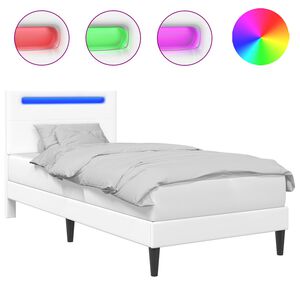vidaXL Cadre de lit avec bandes LED Blanc 90 x 200 cm Simili cuir