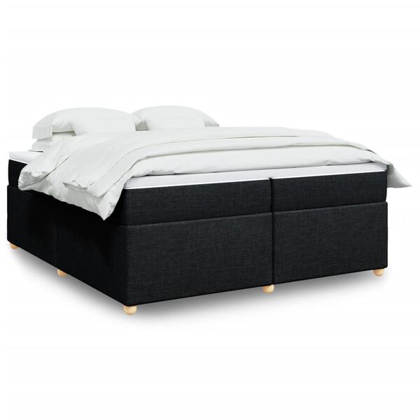 vidaXL Sommier &agrave; lattes de lit avec matelas Noir 200x200 cm Tissu