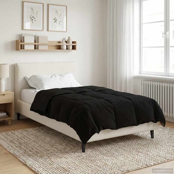 vidaXL Duvet d'&eacute;t&eacute; simple Matelass&eacute; Noir 155 x 200 cm Microfibre