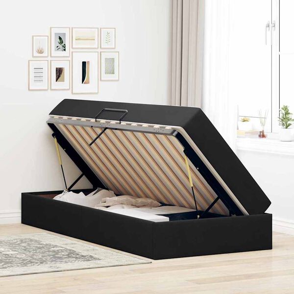 vidaXL Lit avec rangement et matelas Noir 90 x 190 cm Velours