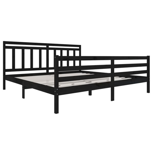 vidaXL Cadre de lit sans matelas noir bois massif 200x200 cm