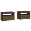 vidaXL Tables de chevet 2 pcs et lumi&egrave;res LED Ch&ecirc;ne marron 60x35x40 cm