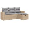 vidaXL Salon de jardin avec coussins 4pcs m&eacute;lange beige r&eacute;sine tress&eacute;e