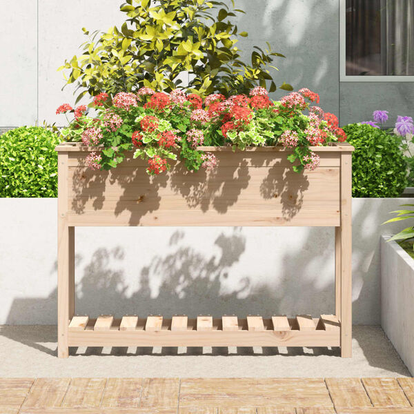 vidaXL Jardinière avec étagère 111,5x34,5x81 cm Bois massif de pin