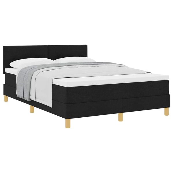 vidaXL Lit &agrave; ressorts avec matelas Noir 160 x 200 cm tissu