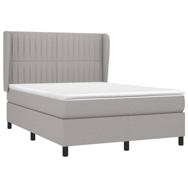 vidaXL Sommier &agrave; lattes de lit avec matelas Gris clair 140x190cm Tissu