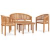 vidaXL Salon de jardin 4 pcs en forme de banane Bois de teck solide
