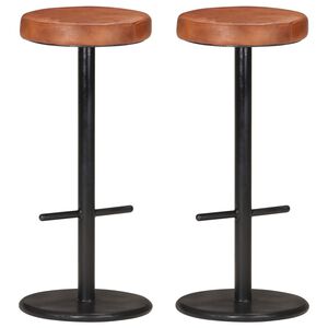 vidaXL Tabourets de bar lot de 2 marron cuir v&eacute;ritable