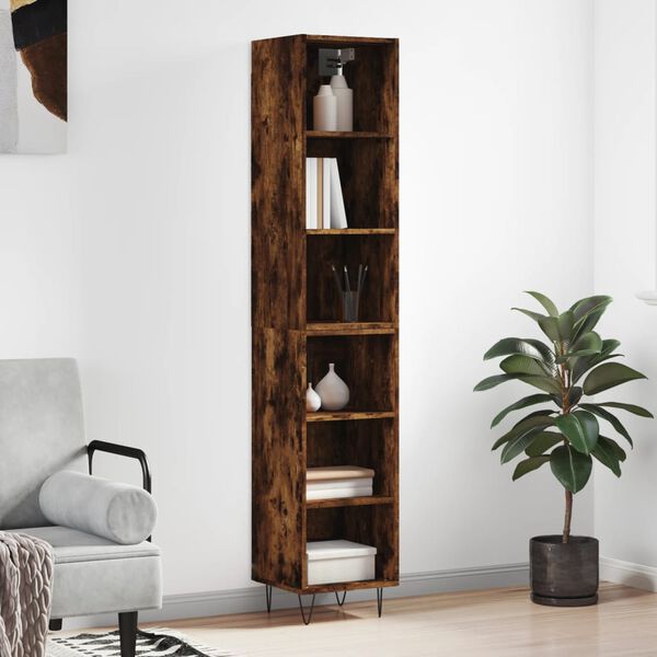 vidaXL Buffet haut Ch&ecirc;ne fum&eacute; 34,5x32,5x180 cm Bois d'ing&eacute;nierie
