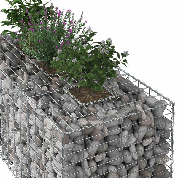 vidaXL Lit sur&eacute;lev&eacute; gabion Argent&eacute; 140 x 60 x 55 cm Acier galvanis&eacute;