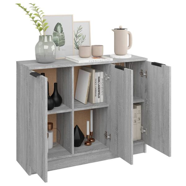 vidaXL Buffet Sonoma gris 90,5x30x70 cm Bois d'ing&eacute;nierie