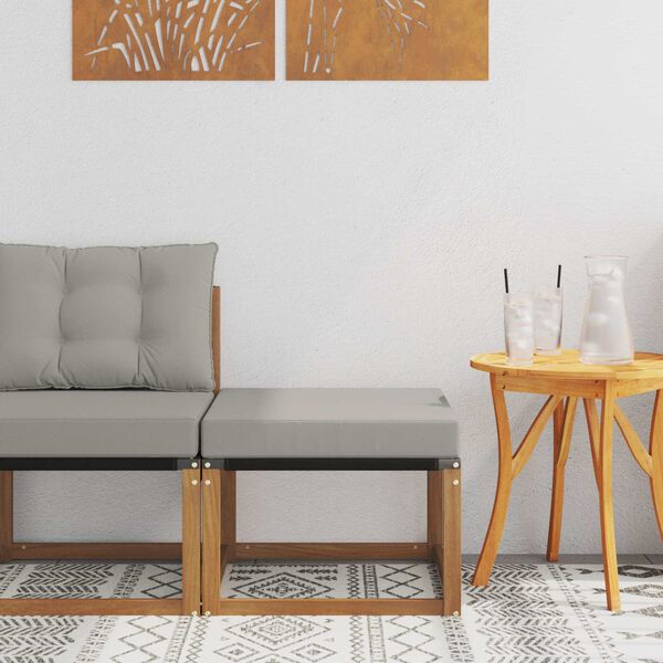 vidaXL Pouf d'Ext&eacute;rieur Bois d'acacia massif et tissu Textil&egrave;ne