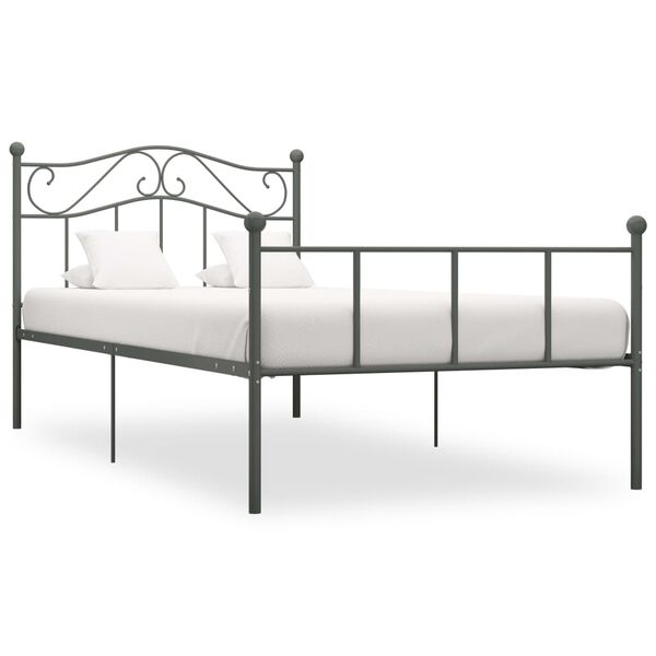vidaXL Cadre de lit sans matelas gris m&eacute;tal 90x200 cm
