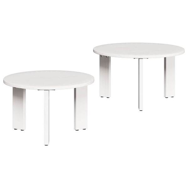 vidaXL Table basse 2 pcs Blanc Bois de pin massif