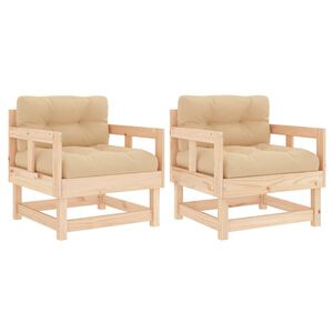 vidaXL Chaises de jardin avec coussins lot de 2 bois de pin massif