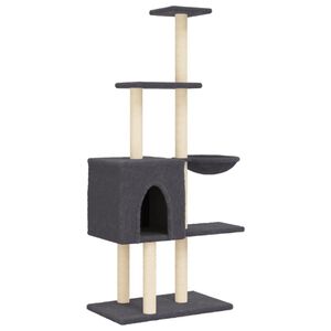 vidaXL Arbre &agrave; chat avec griffoirs en sisal Gris fonc&eacute; 145 cm