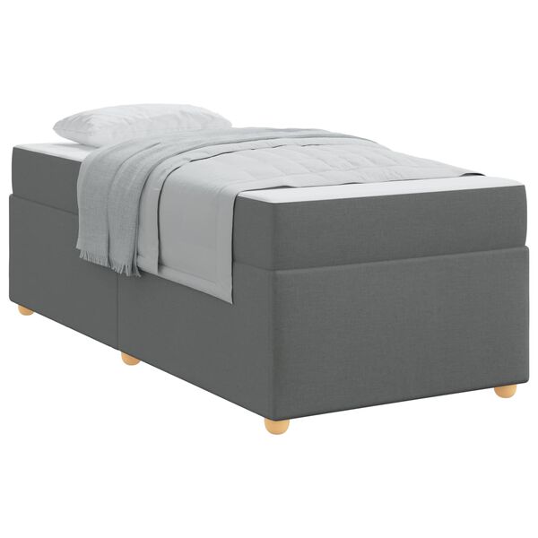vidaXL Cadre de lit avec matelas Gris fonc&eacute; 100 x 200 cm tissu