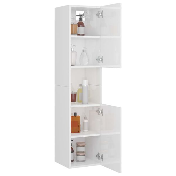 vidaXL Armoire de salle de bain Blanc brillant Bois d'ing&eacute;nierie