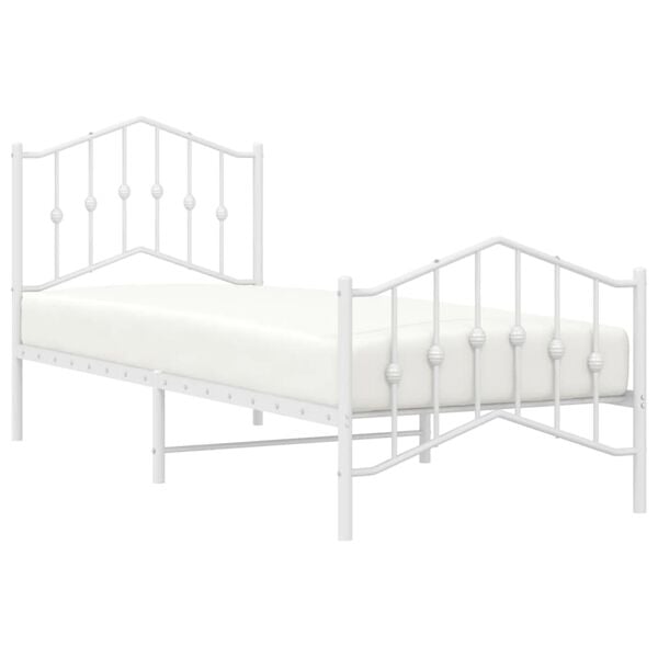 vidaXL Cadre de lit m&eacute;tal sans matelas avec pied de lit blanc 80x200cm