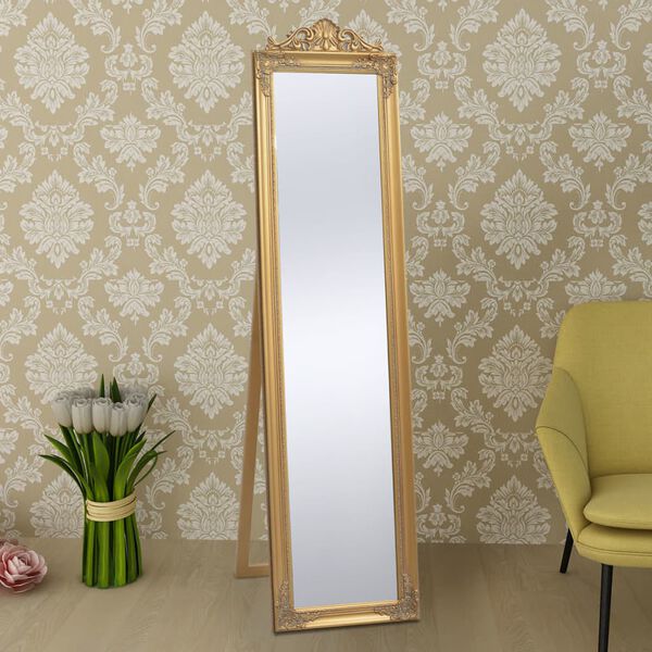 vidaXL Miroir sur pied Style baroque 160x40 cm Dor&eacute;