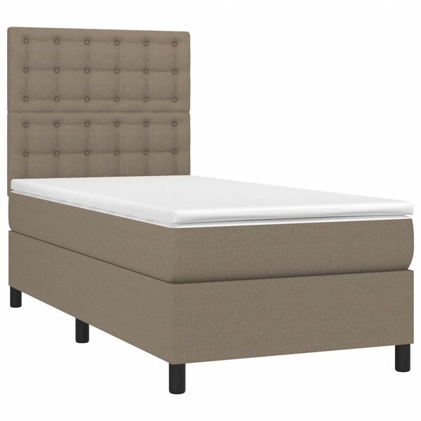 vidaXL Sommier &agrave; lattes de lit et matelas et LED Taupe 80x200cm Tissu