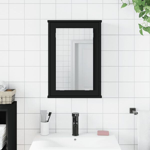 vidaXL Armoire &agrave; miroir de salle de bain noir bois d'ing&eacute;nierie