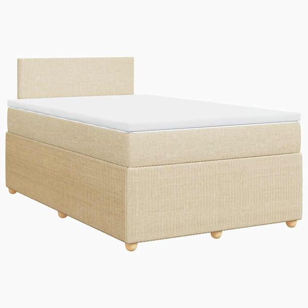 vidaXL Sommier &agrave; lattes de lit avec matelas Cr&egrave;me 120x200 cm Tissu