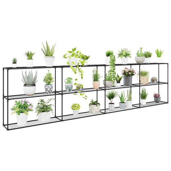 vidaXL Support de plantes &agrave; 3 niveaux Noir 400 x 32 x 104 cm Acier