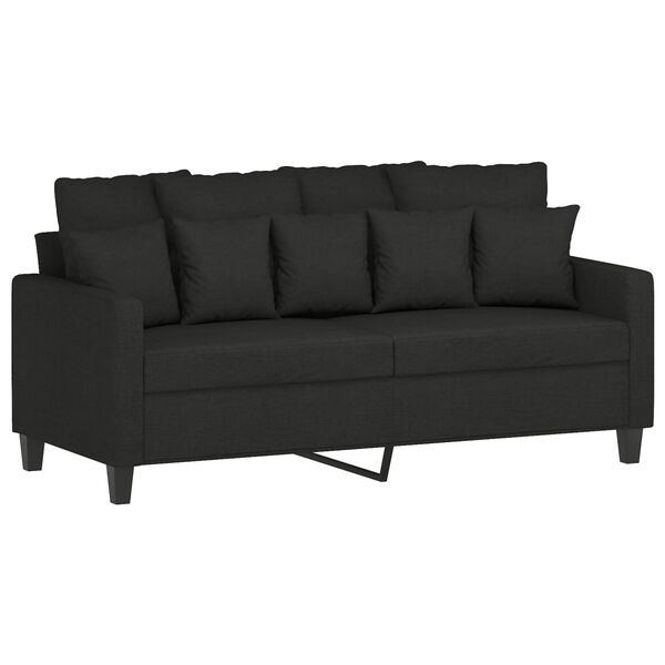 vidaXL Ensemble de canapés 3 pcs avec coussins Noir Tissu