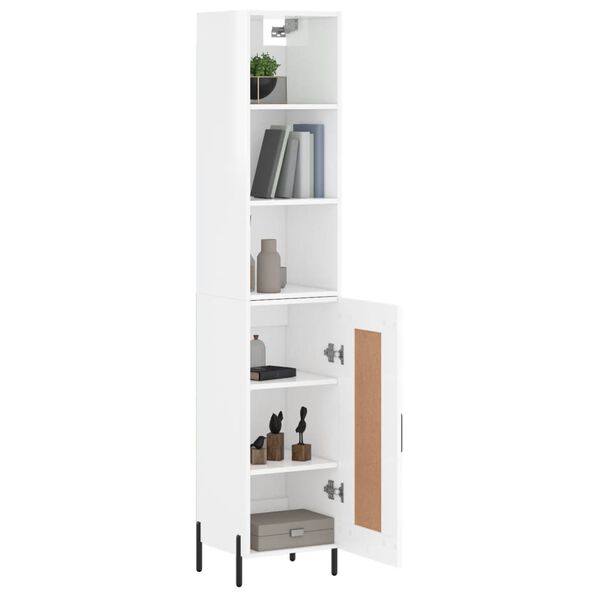 vidaXL Buffet haut Blanc brillant 34,5x34x180 cm Bois d'ing&eacute;nierie
