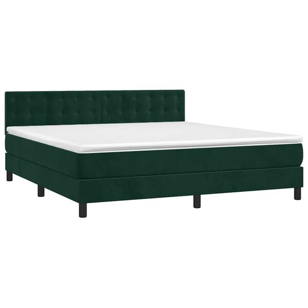 vidaXL Sommier &agrave; lattes de lit et matelas Vert fonc&eacute; 160x200cm Velours