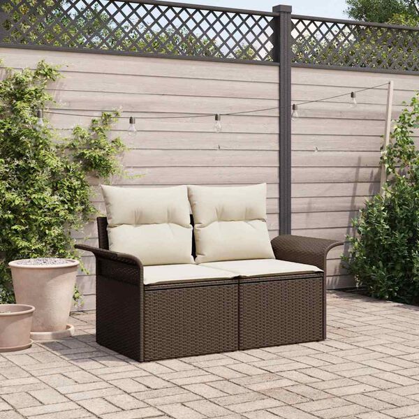 vidaXL Canapé de jardin avec coussin Marron 141 x 62 x 69 cm polyrotin